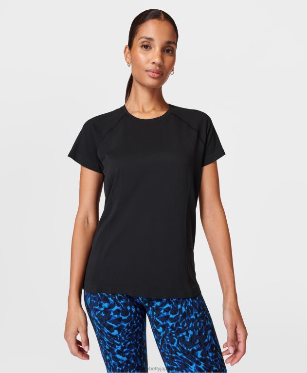 Sweaty Betty 女性 アスリートシームレスフェザーウェイトTシャツ L4RHF232 衣類 黒