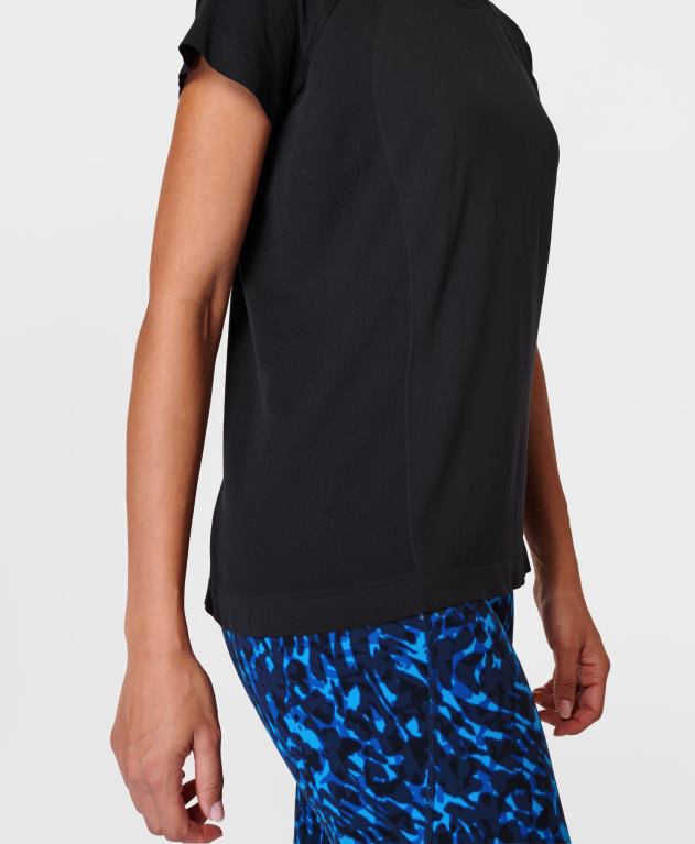 Sweaty Betty 女性 アスリートシームレスフェザーウェイトTシャツ L4RHF232 衣類 黒