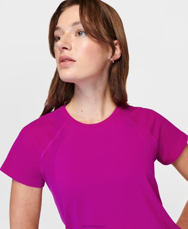 Sweaty Betty 女性 アスリートシームレスフェザーウェイトTシャツ L4RHF233 衣類 マゼンタフュージョンパープル