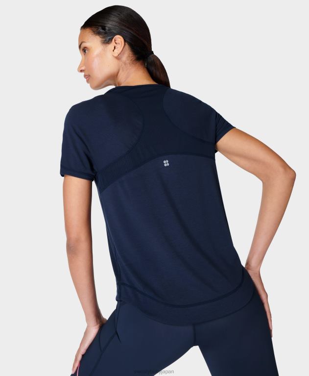 Sweaty Betty 女性 呼吸がしやすいランニングTシャツ L4RHF498 衣類 ネイビーブルー