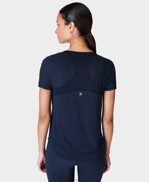 Sweaty Betty 女性 呼吸がしやすいランニングTシャツ L4RHF498 衣類 ネイビーブルー