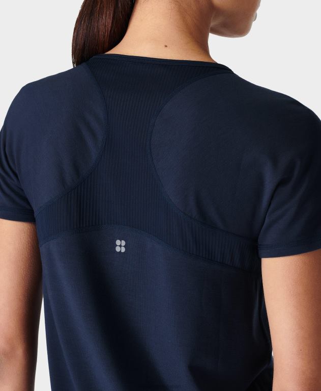 Sweaty Betty 女性 呼吸がしやすいランニングTシャツ L4RHF498 衣類 ネイビーブルー