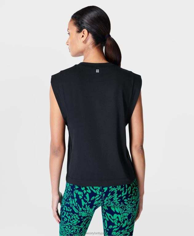 Sweaty Betty 女性 呼吸がしやすいボクシーなジムTシャツ L4RHF721 衣類 黒