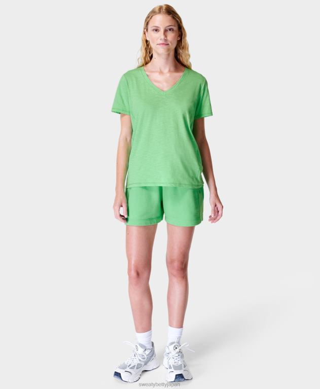 Sweaty Betty 女性 リフレッシュVネックTシャツ L4RHF1072 衣類 緑色に放射する