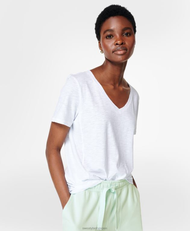 Sweaty Betty 女性 リフレッシュVネックTシャツ L4RHF1073 衣類 白