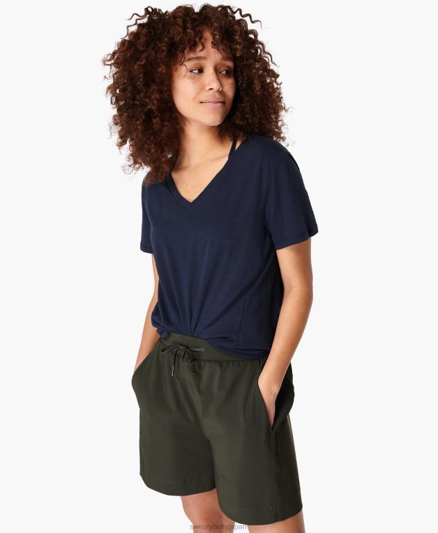 Sweaty Betty 女性 リフレッシュVネックTシャツ L4RHF1074 衣類 ネイビーブルー