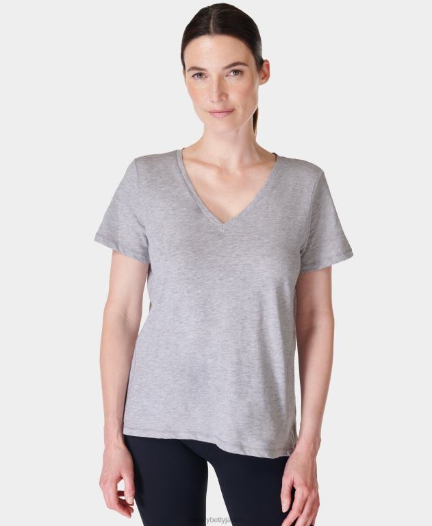 Sweaty Betty 女性 リフレッシュVネックTシャツ L4RHF1077 衣類 ライトグレーメランジ