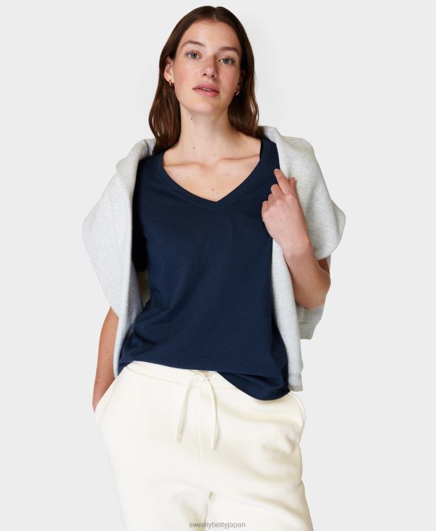 Sweaty Betty 女性 エッセンシャルVネックTシャツ L4RHF261 衣類 ネイビーブルー