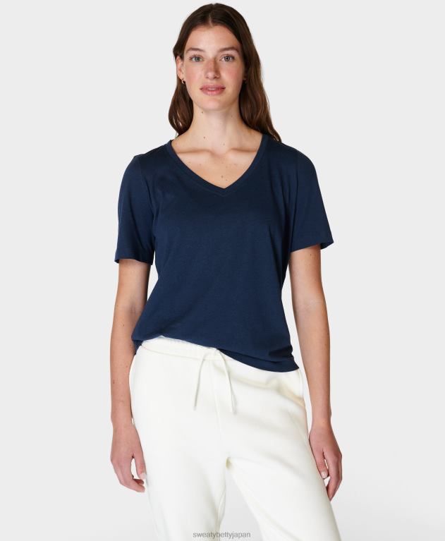 Sweaty Betty 女性 エッセンシャルVネックTシャツ L4RHF261 衣類 ネイビーブルー