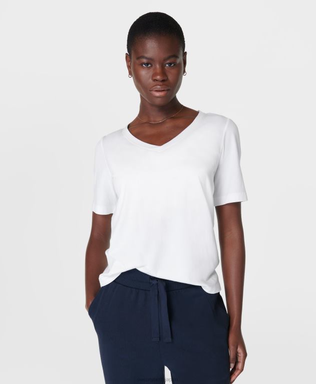 Sweaty Betty 女性 エッセンシャルVネックTシャツ L4RHF262 衣類 白