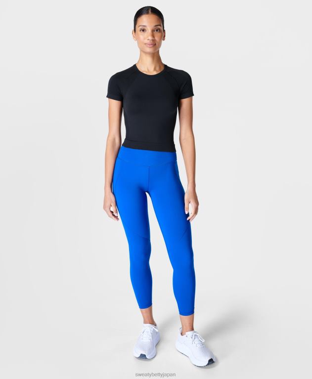 Sweaty Betty 女性 アスリート クロップ シームレスなワークアウト t シャツ L4RHF290 衣類 黒